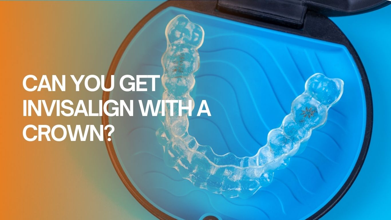 An Invisalign dental aligner displayed inside a blue round case